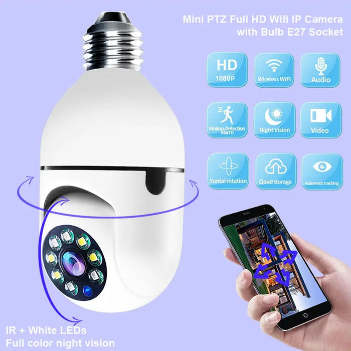 WiFi CAMERA 1080P Bulb 4X Zoom Camera E27 Home 5GWiFi Alarm Monitor ARCHERWAREHOUSE